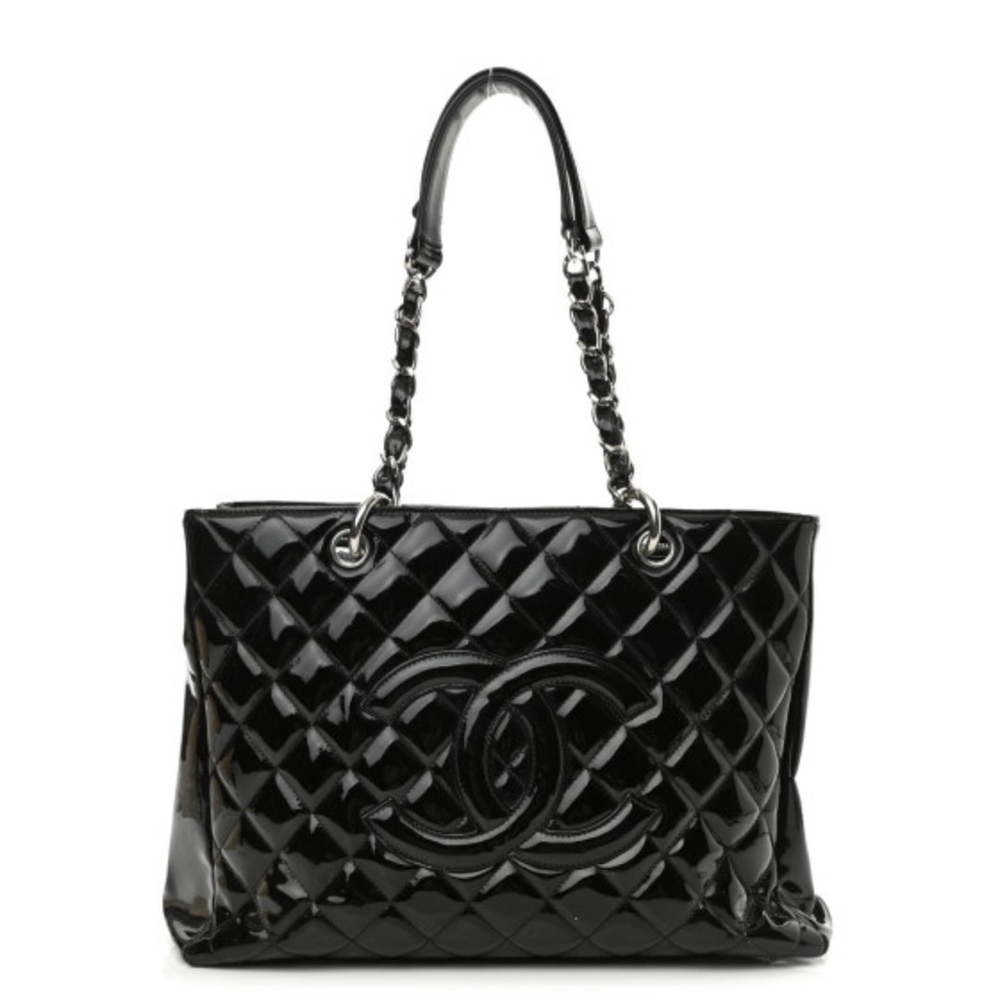 Chanel Grand Shopping Tote GST black patent -Authentic